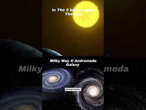 Sun in 5 Billion years Milky way vs Andromeda Galaxy #planet #scienceexplained #galaxy #shortsfeed